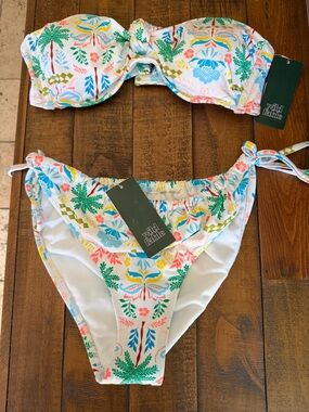 Wild Fable White Floral Tie-Side Bandeau Bikini